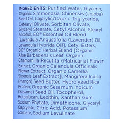 EO French Lavender Body Lotion texture swatch demonstrates hydration for soft skin.