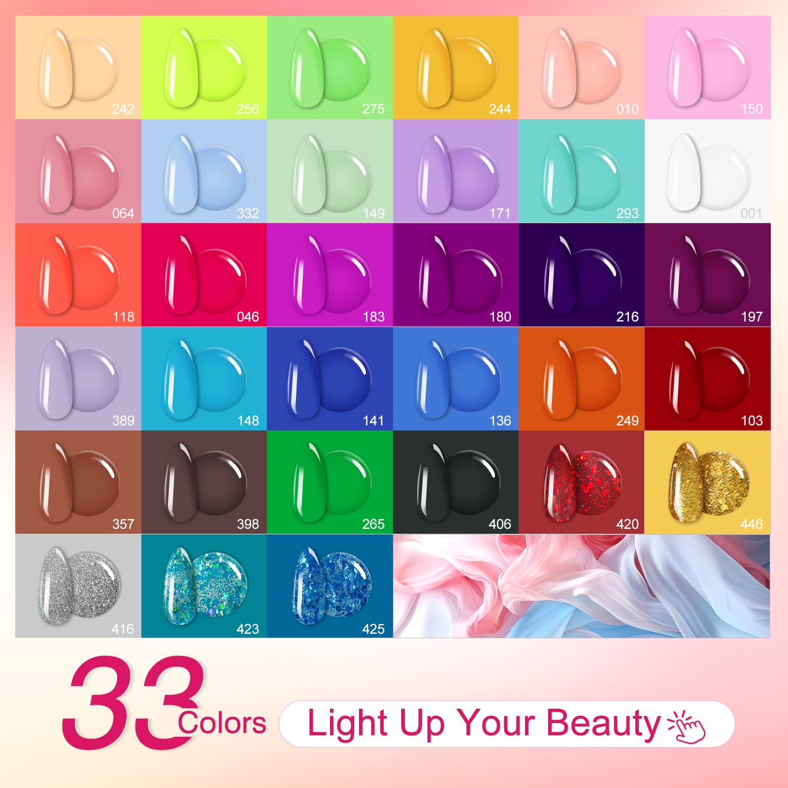 EODCI 33-colors gel polish set for versatile shade options