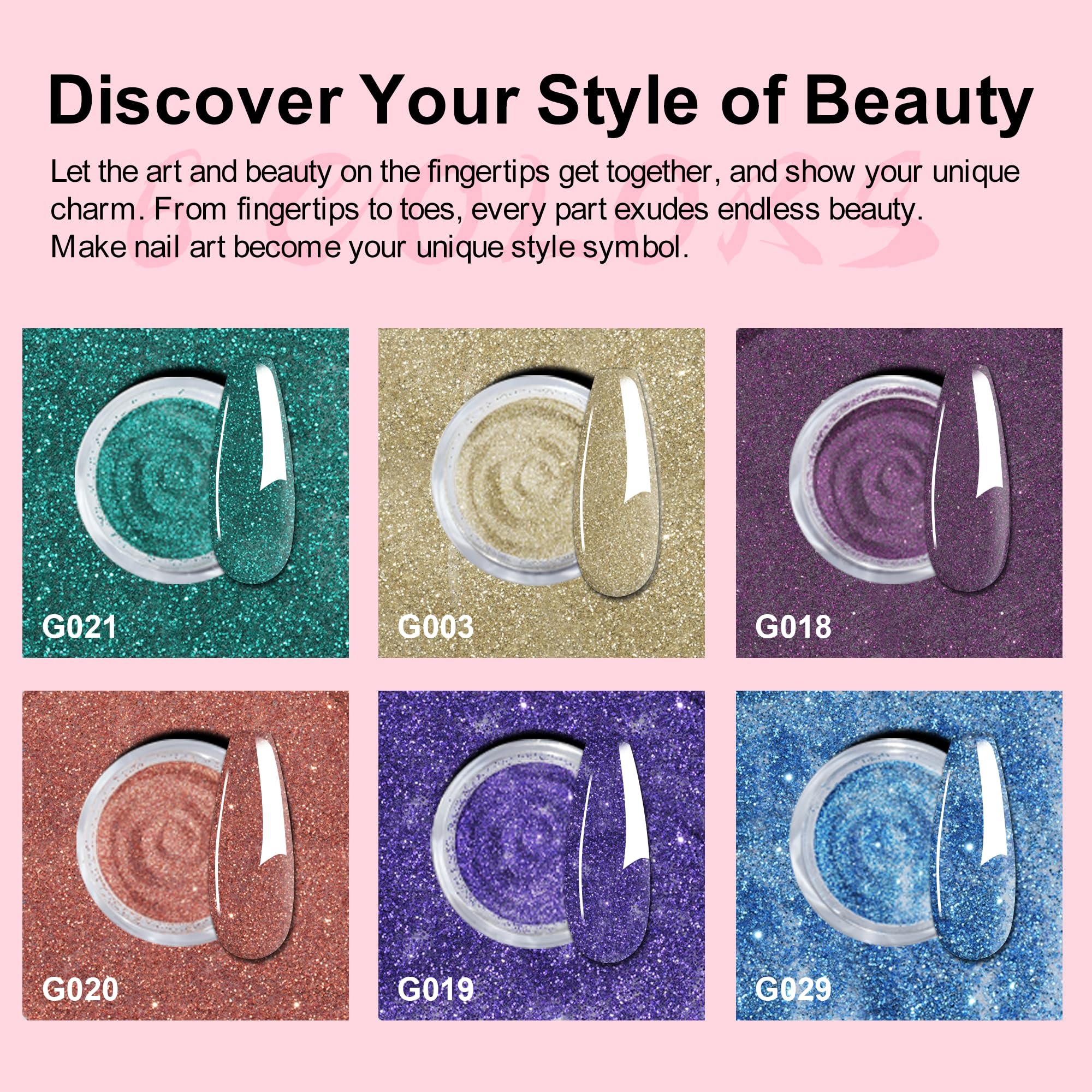 Eodci green sparkle dip powder with vivid shimmer finish.