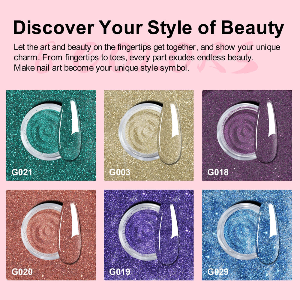 Eodci green sparkle dip powder with vivid shimmer finish.