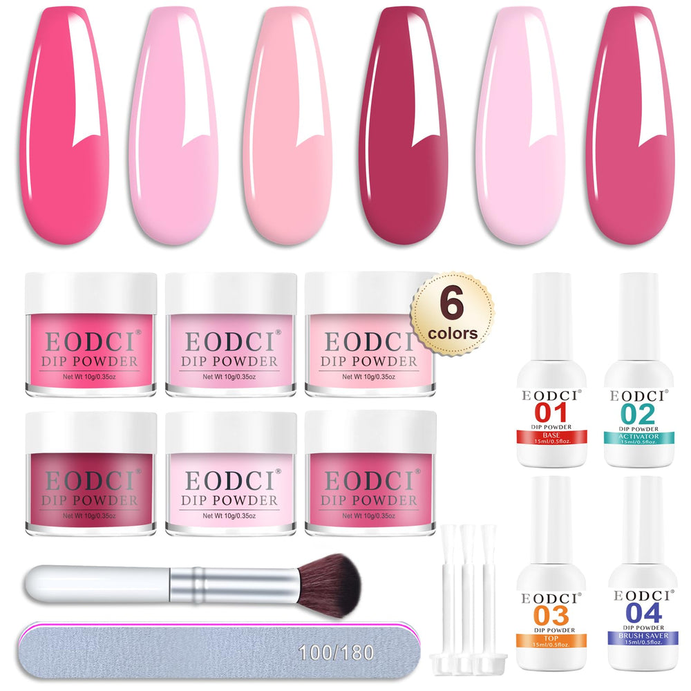 Eodci dip powder kit with six colors collection for salon-quality nails.