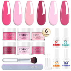 Eodci dip powder kit with six colors collection for salon-quality nails.