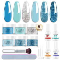 Eodci dip powder kit in six glitter colors for versatile at-home manicures.
