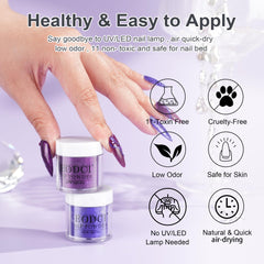 Eodci purple glitter dip powder creates an elegant salon-style look.