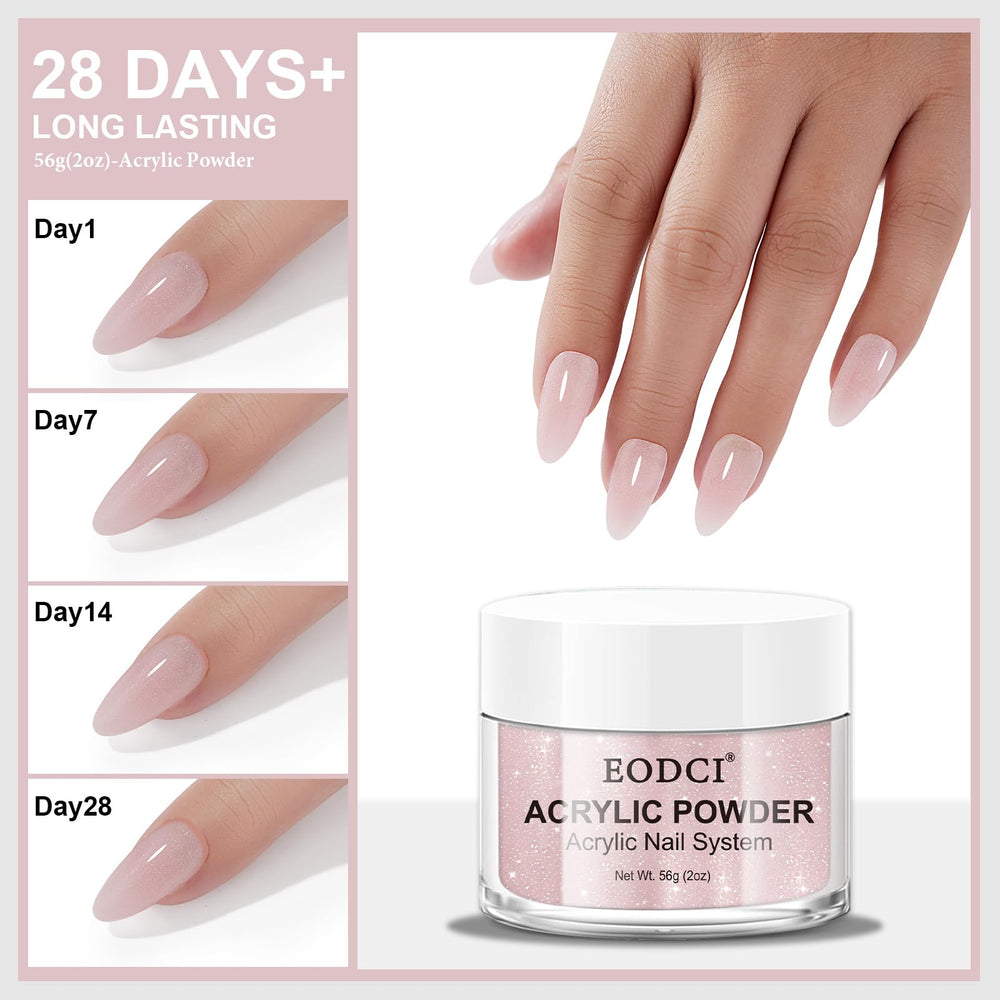 EODCI Glitter Pink Acrylic Powder application setup supports effortless sculpting.