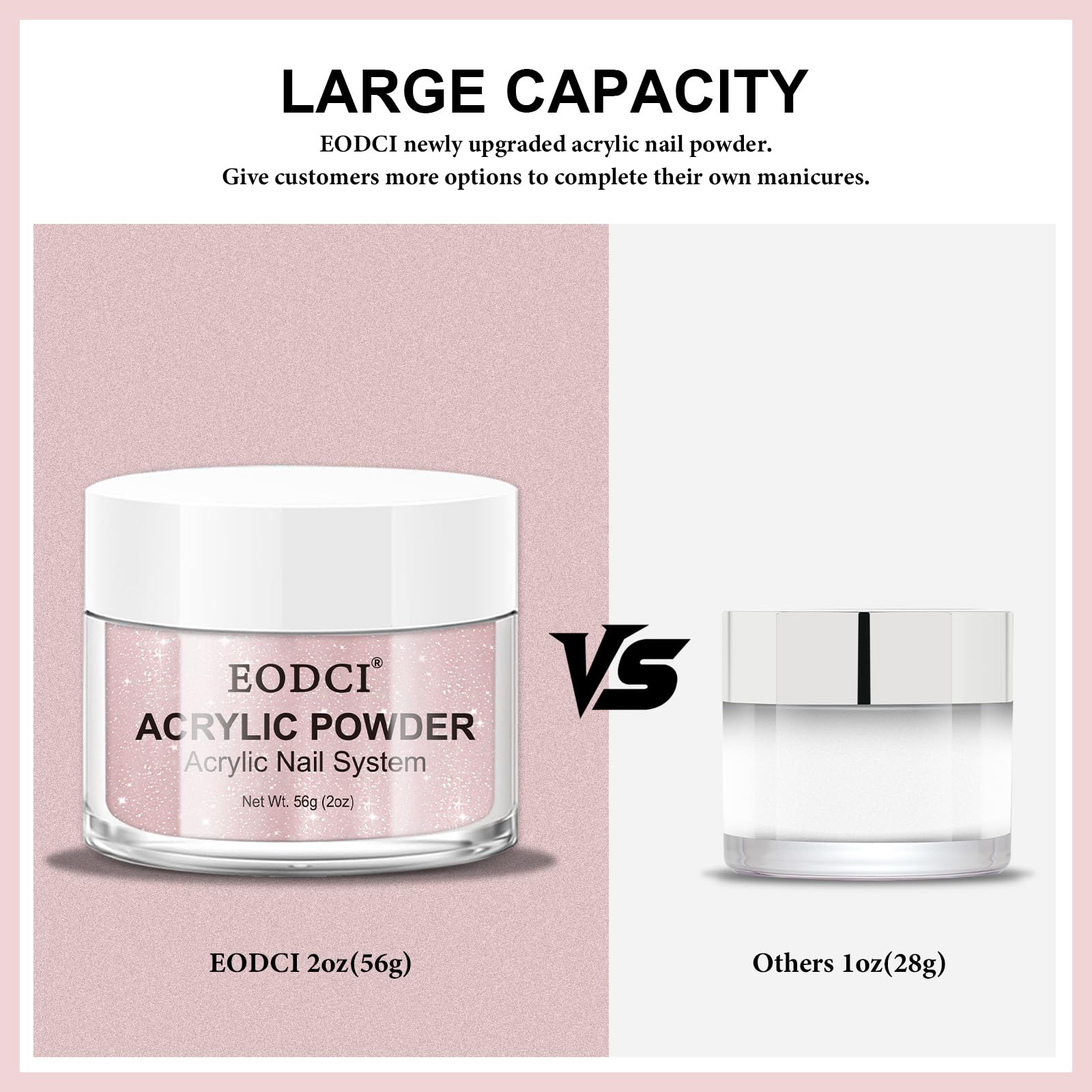 EODCI Glitter Pink Acrylic Powder nail extension process aids strong, durable nails.