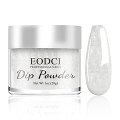 EODCI Glitter White Dip Powder packaging with 1oz jar for home or pro use