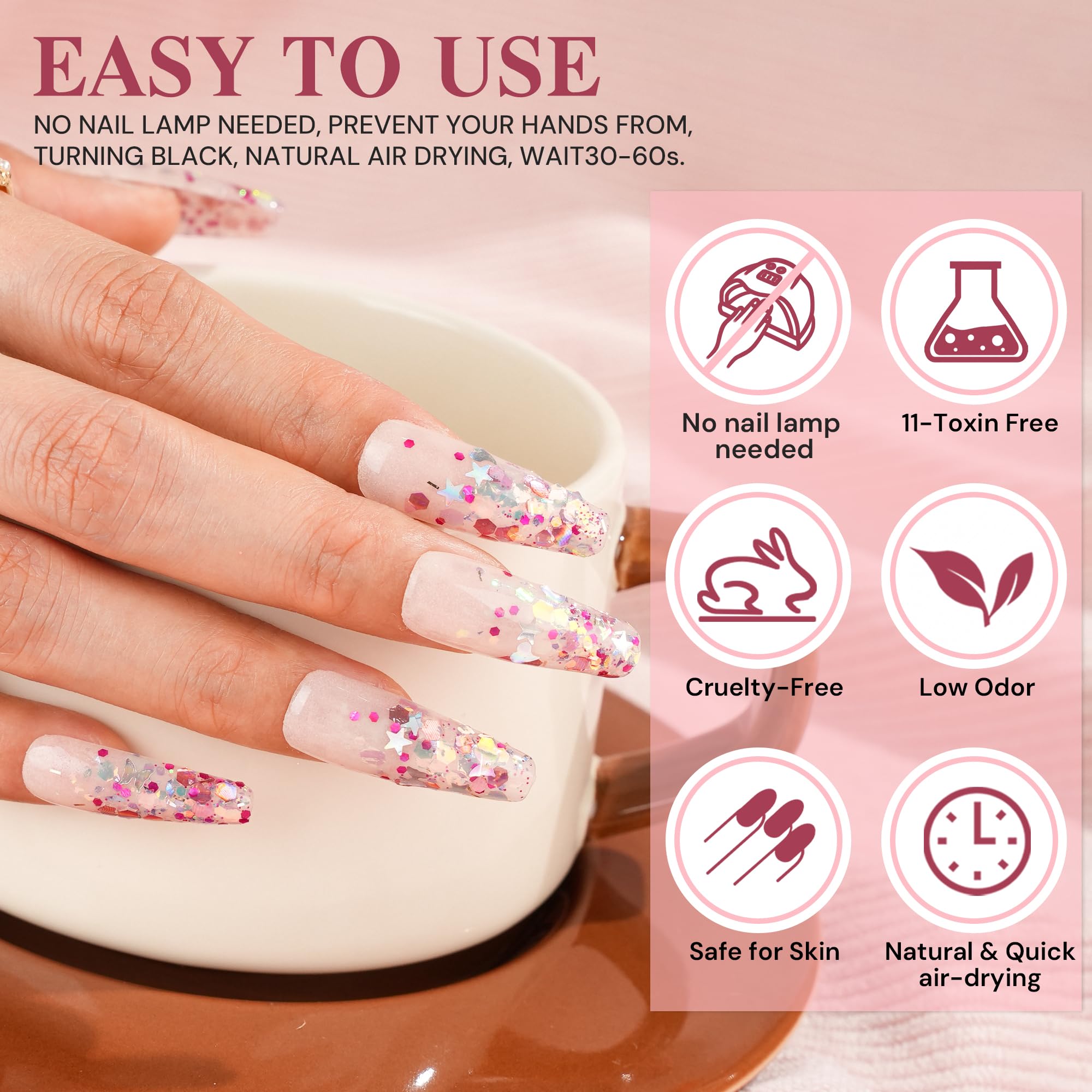 EODCI long-lasting dip powder stays put for weeks.