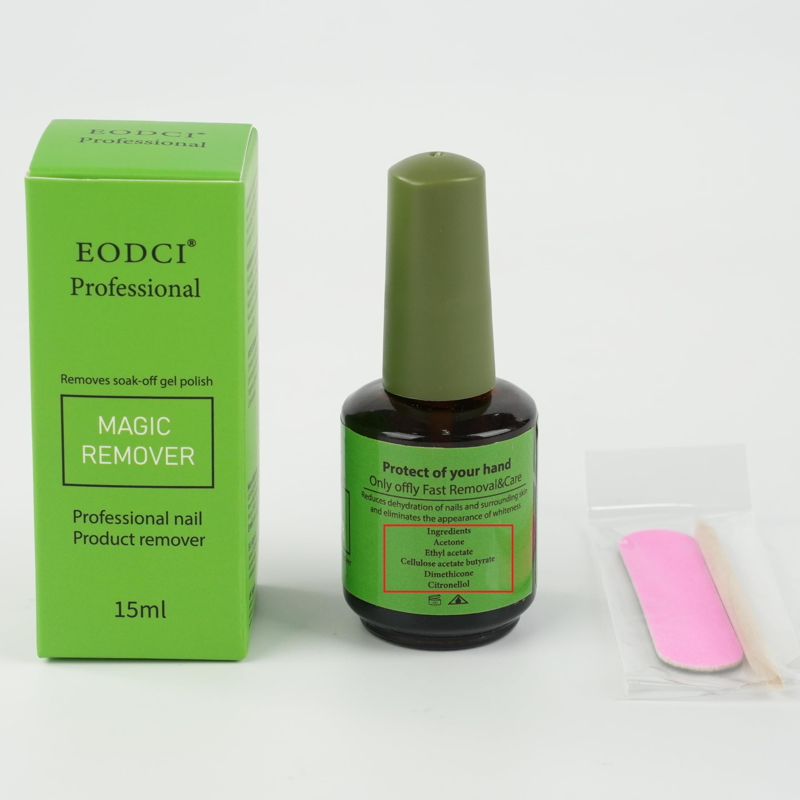 eodci Magic Gel Nail Polish Remover shows 3-5 minute removal time
