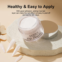 Close-up of EODCI Milk White Dip Powder showing fine texture for even coverage.