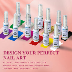 eodci nail art gel liner set close-up brush demonstrates precise line work.