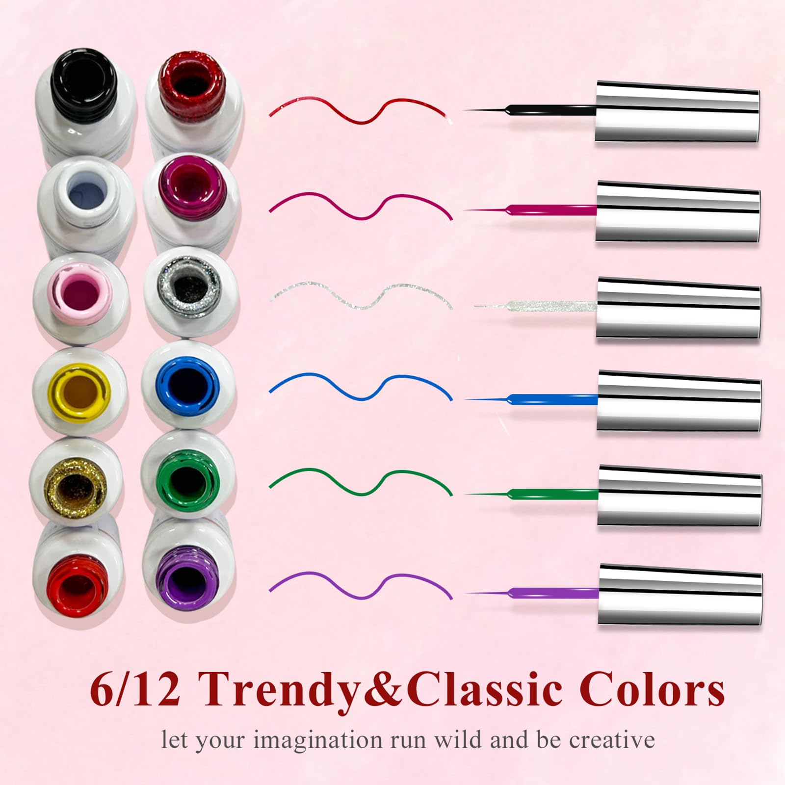 eodci Nail Art Gel Liner Set swirl design on tip showcases seamless French tip.