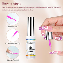 eodci Nail Art Liner Set color-mixing view demonstrates new shade possibilities.