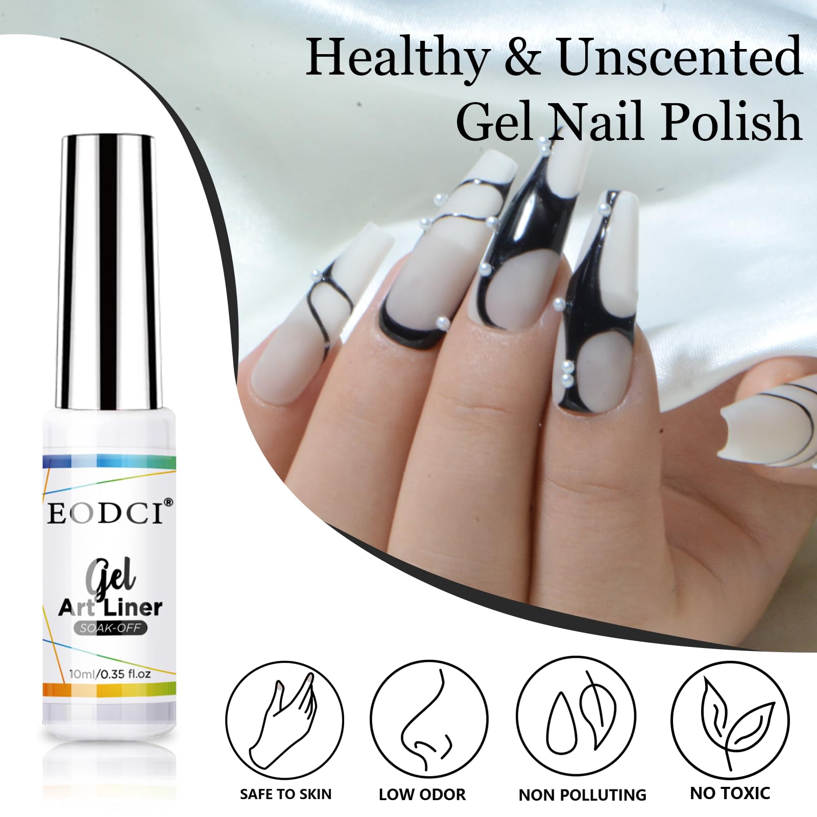 Eodci Nail Art Liner Set color palette swatches show rainbow to neutrals for personal style