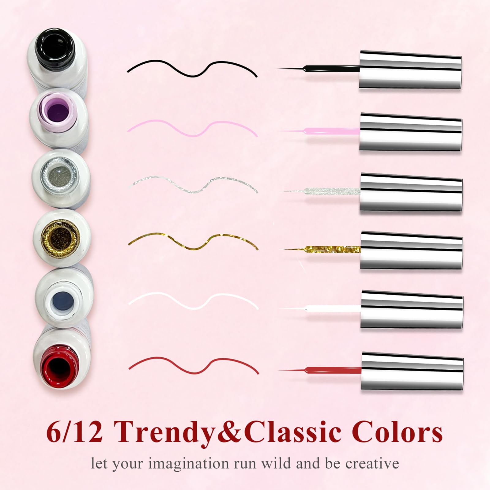 eodci Nail Art Liner Set thin brush detail enables delicate nail art strokes.