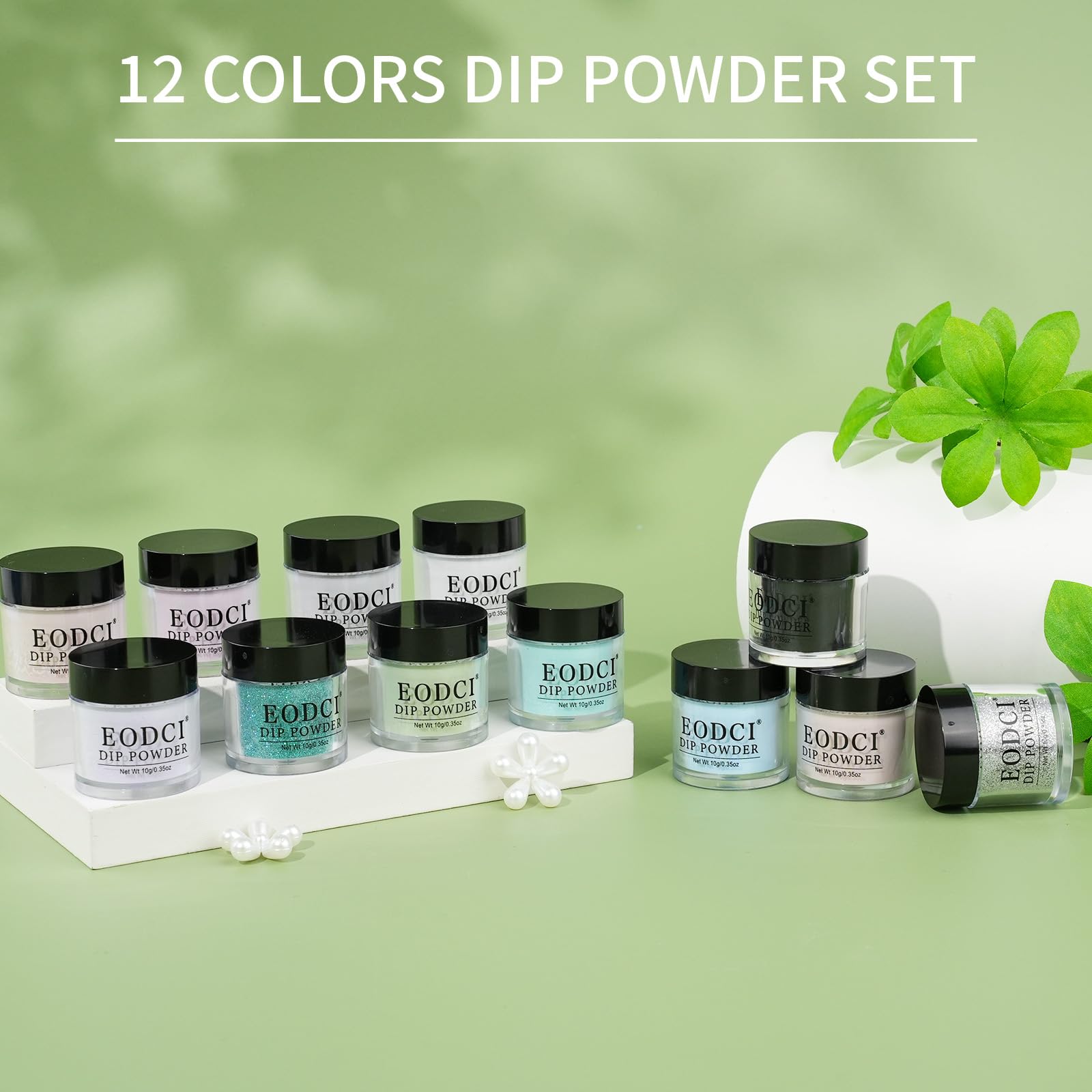 eodci nail dip powder set swatches laid out for color matching easily