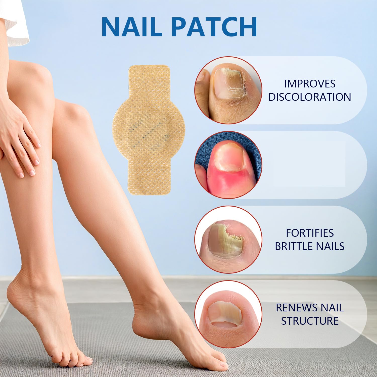 EOIRULA patch on nail side view demonstrating secure fit