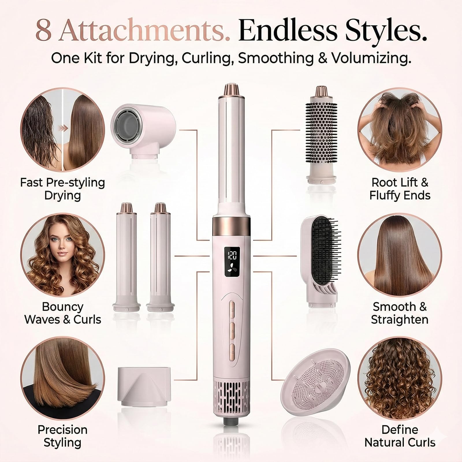 EONFAVE air wrap styler in use for quick, voluminous curls.
