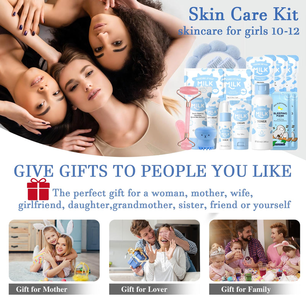Gift-ready display of EONFAVE milk skin care set