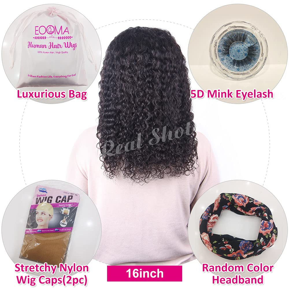 Eooma Curly Headband Wig 16 inch glueless design enables quick styling.