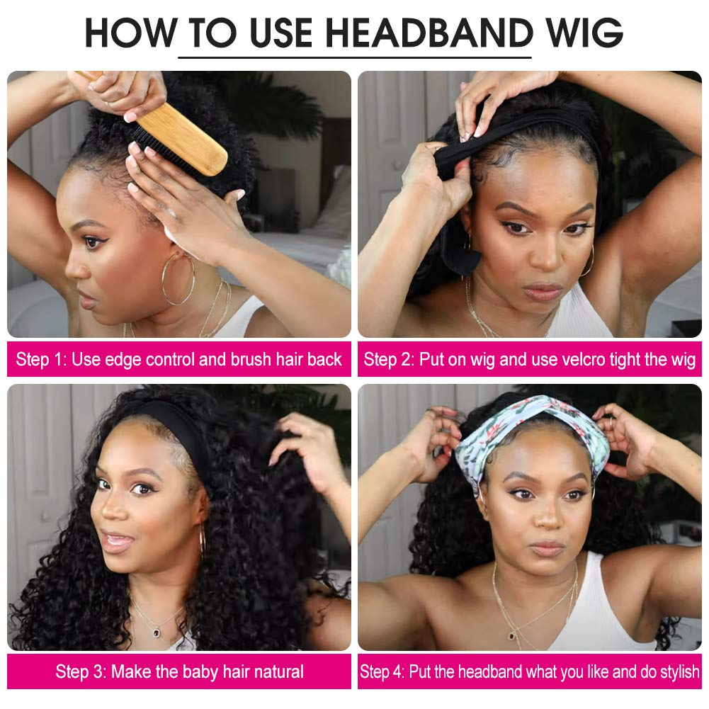 Eooma Curly Headband Wig packaging includes extra headbands.