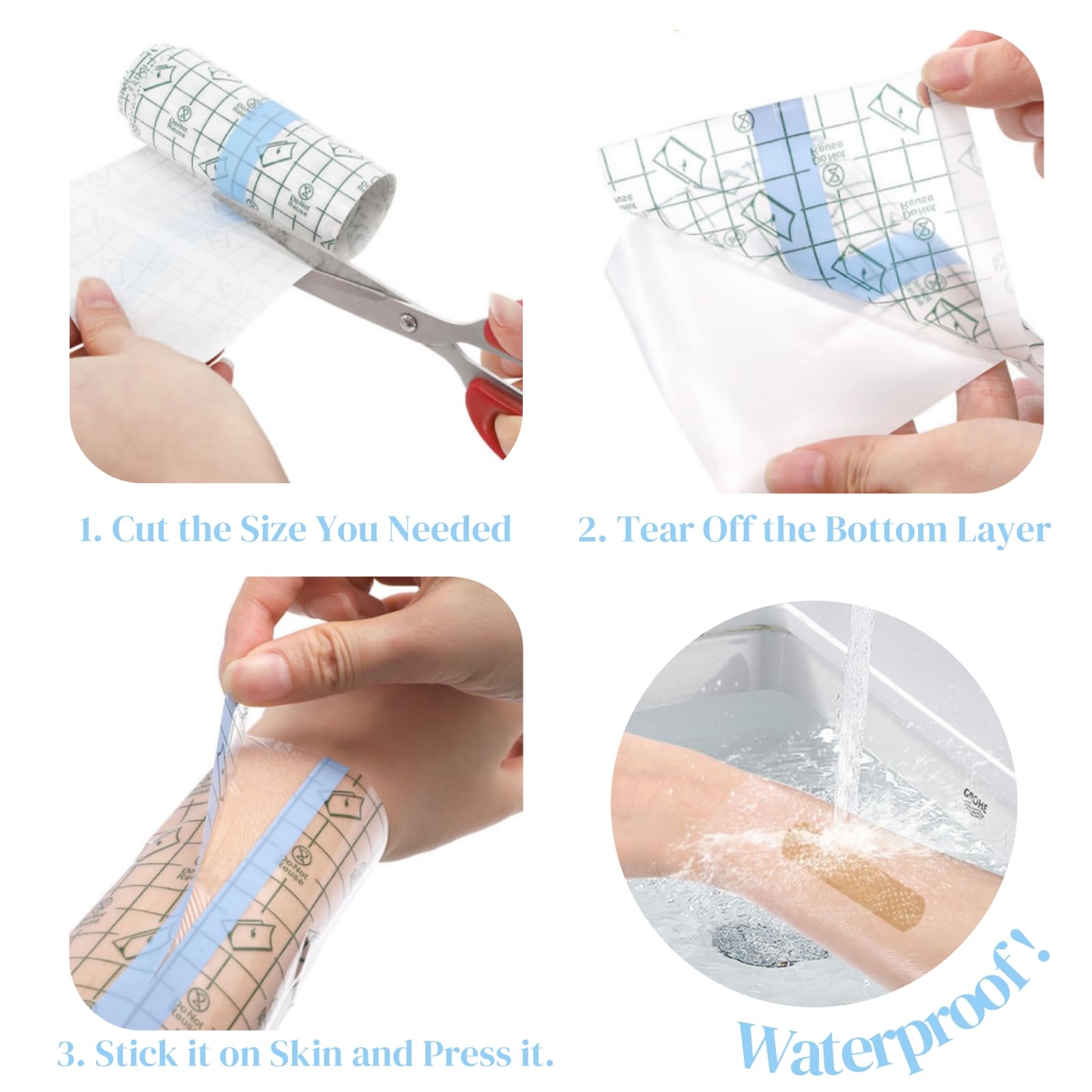 Eorbow waterproof bandage enabled for showering and swimming