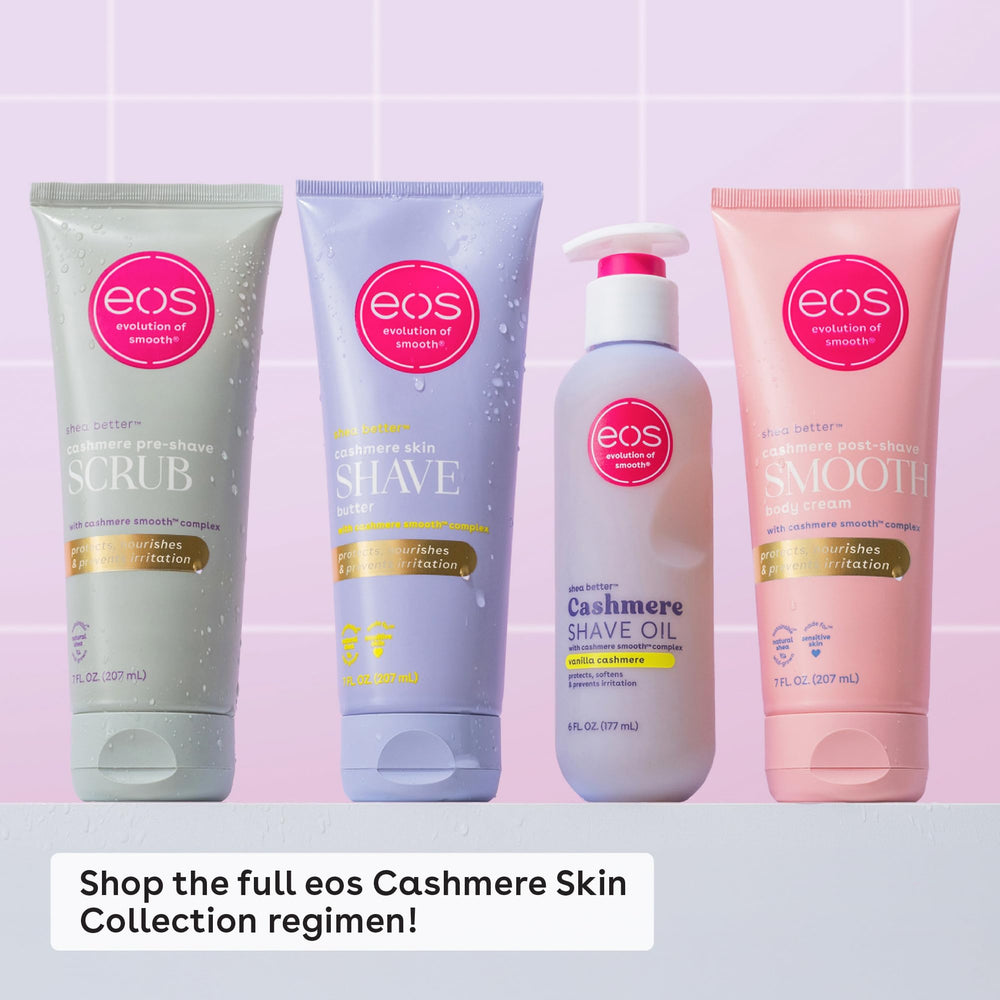 EOS Cashmere Skin Collection rich texture close-up on skin for velvety softness.