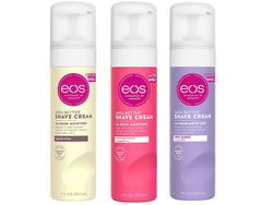 Eos Ultra Moisturizing Shave Cream Variety Pack packaging shows three flavors for hydrated, smooth results.