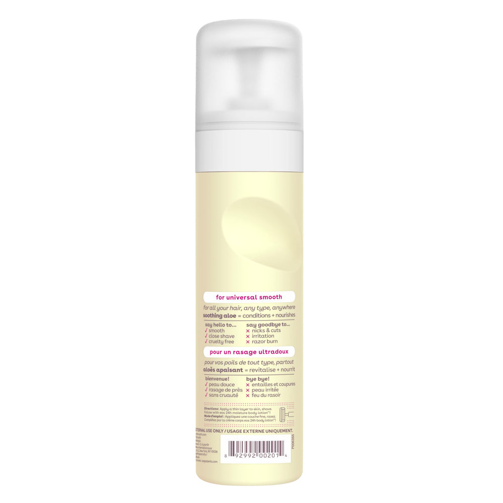 eos Vanilla Bliss shave cream texture closeup conveys rich creamy lather