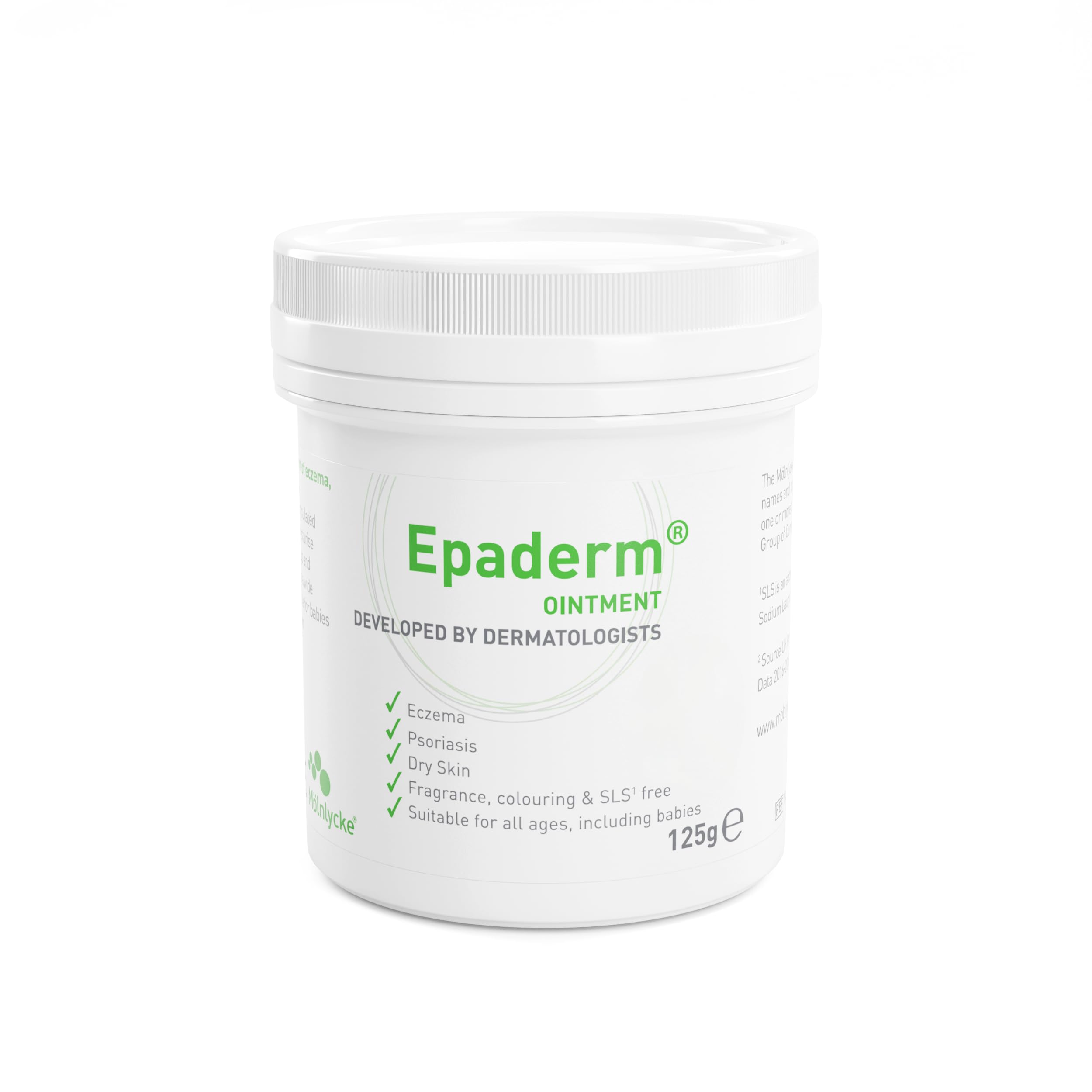 Epaderm 125g ointment tube front view showing barrier protection for dry skin.