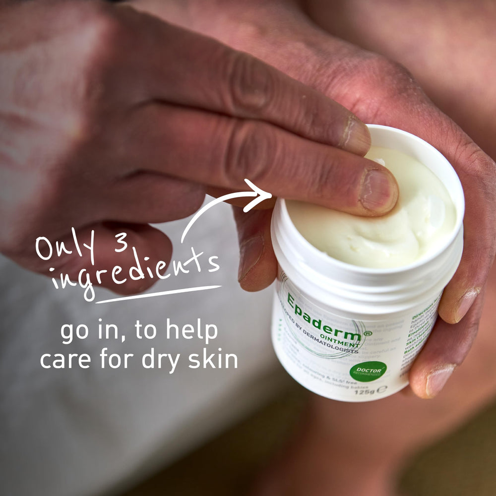 Epaderm close-up shows glossy finish aiding skin barrier.