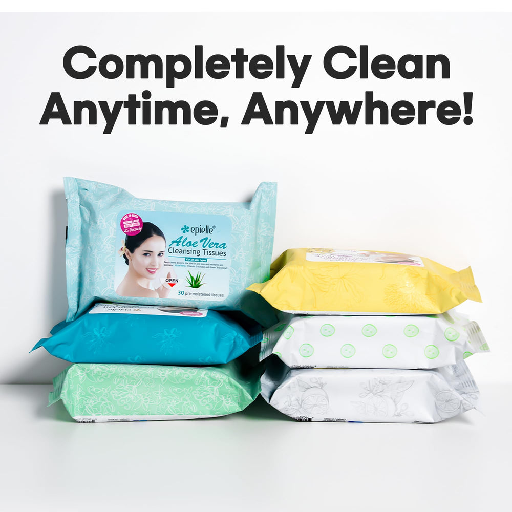 Epielle wipes show no residue, leaving skin refreshed after cleansing.