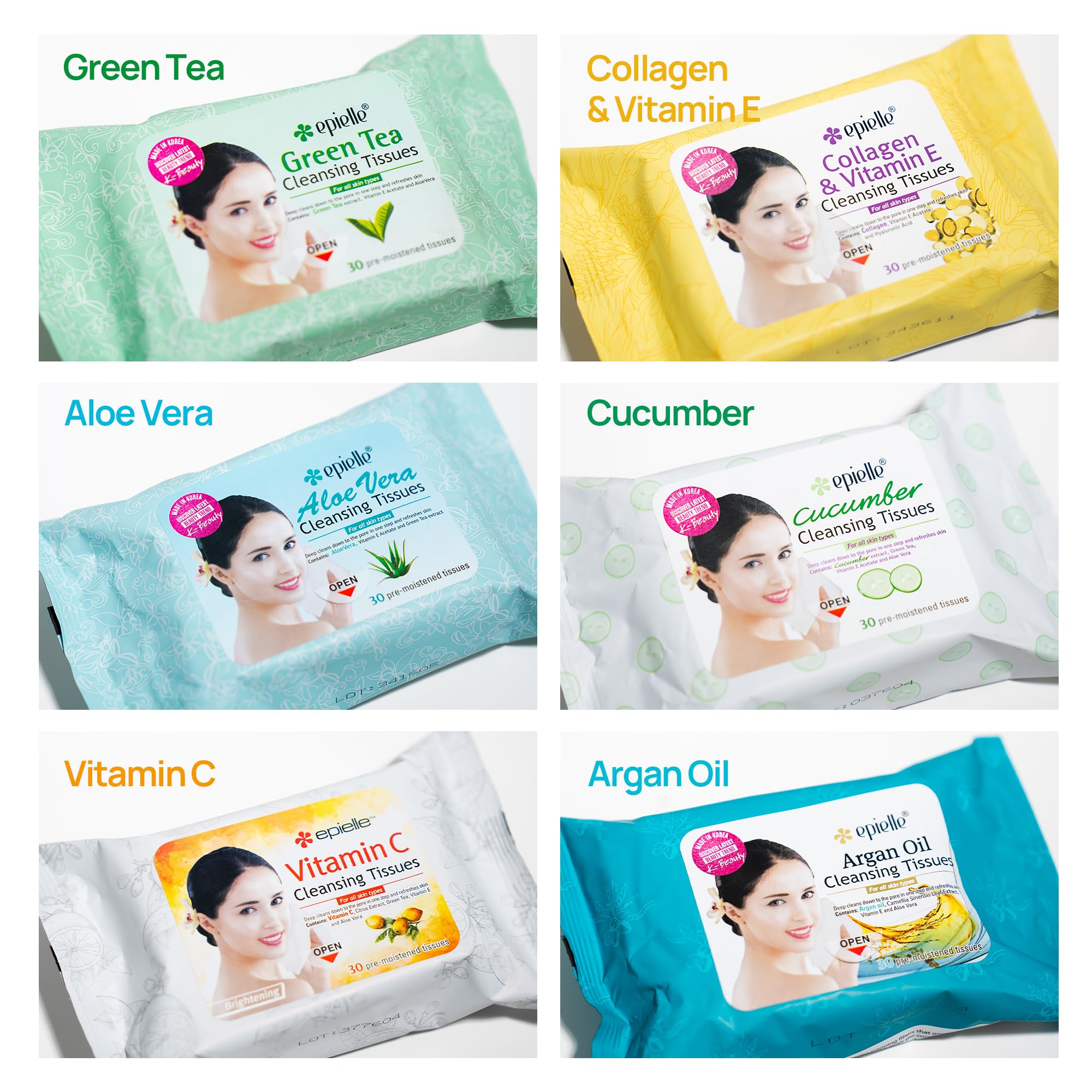 Epielle Argan Oil Makeup Remover Wipes flip-top pack keeps wipes moist and ready.