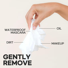Wipes removing waterproof mascara without rubbing on the eye area.