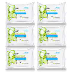 Epielle cucumber makeup remover wipes in a six-pack for on-the-go cleansing.