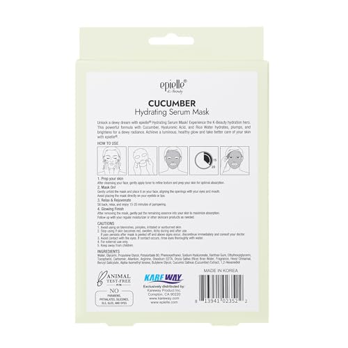 Epielle cucumber sheet mask packaging shot showing compact at-home spa design.