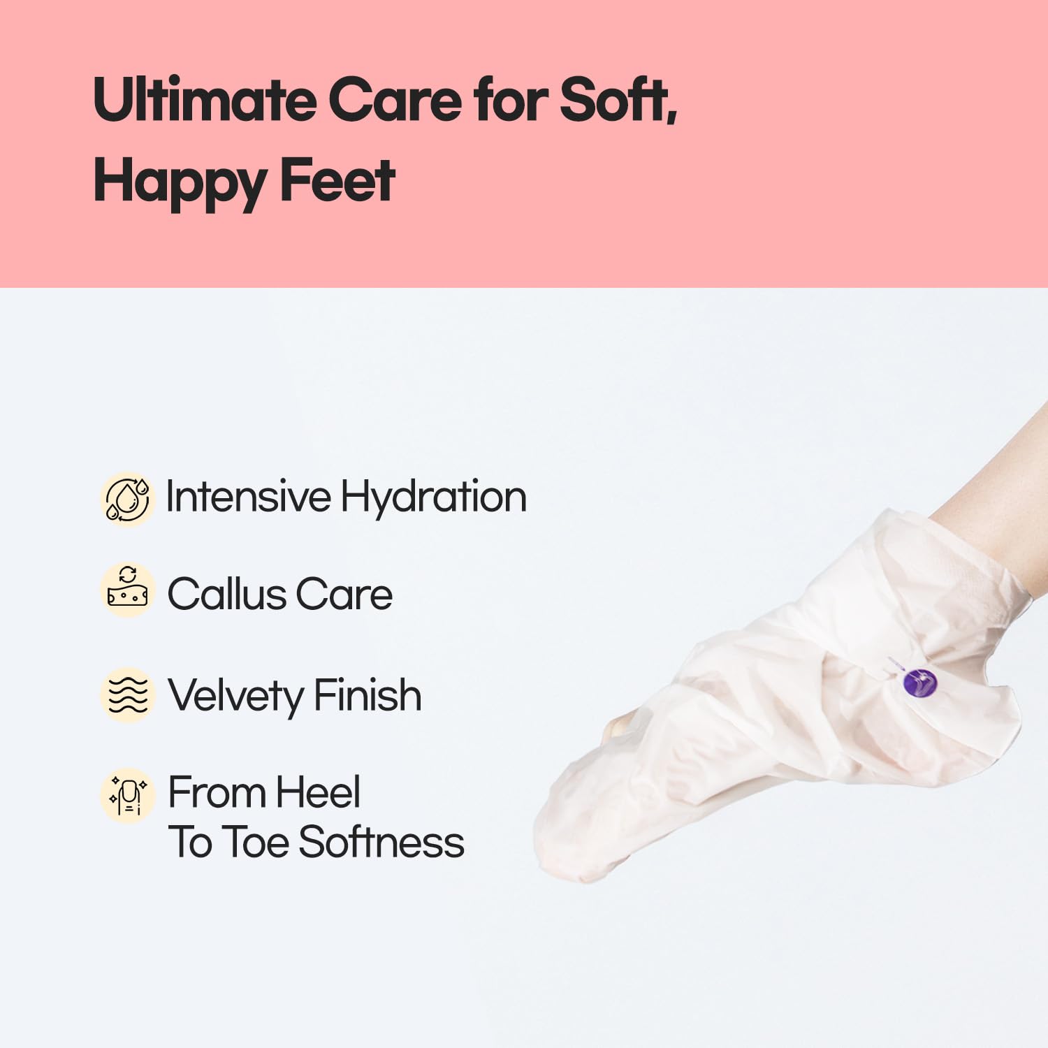 Epielle foot mask application closeup for easy home spa.