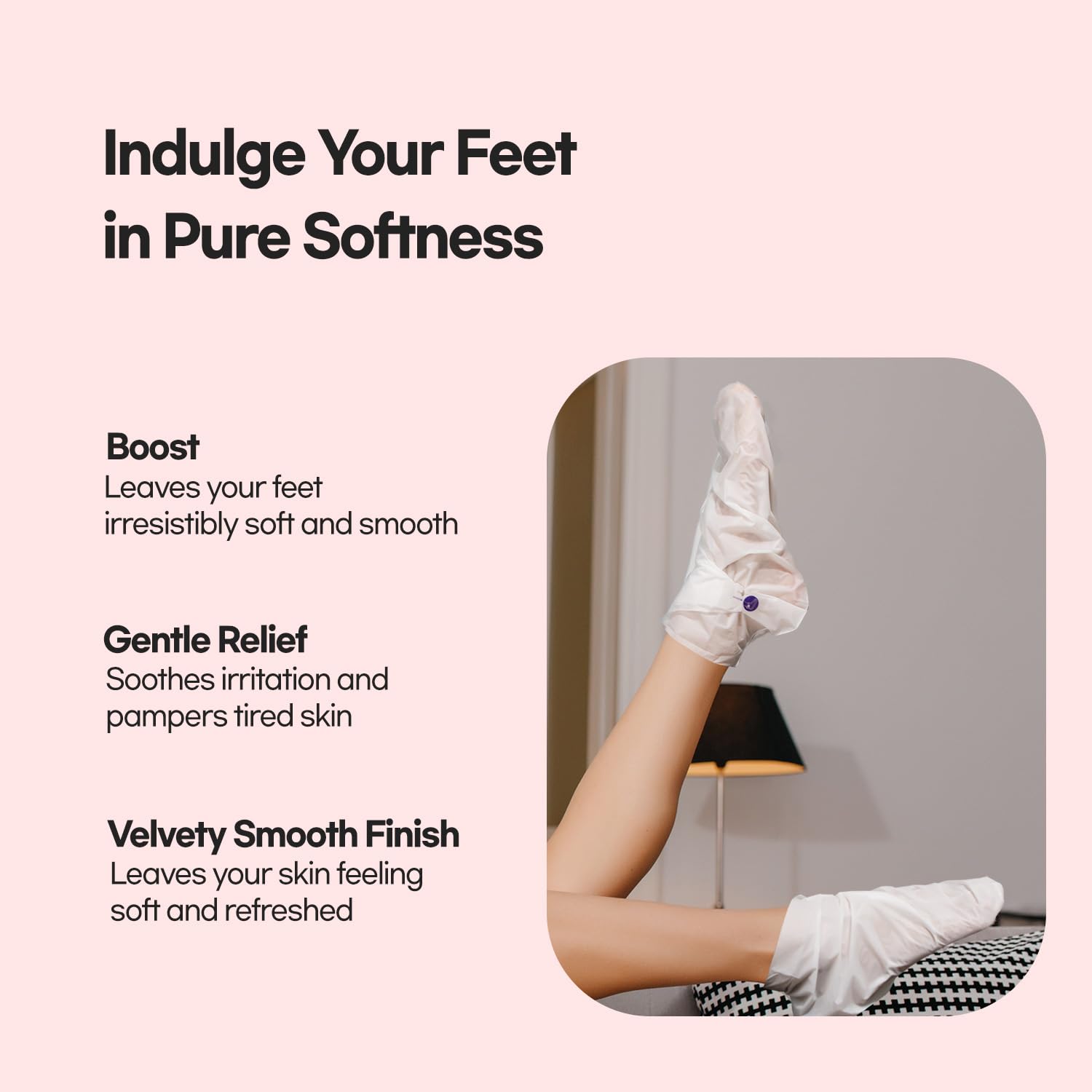 Epielle hydrating foot masks on feet during treatment.