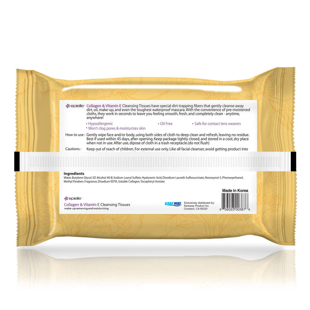 Epielle Makeup Remover Wipes four-pack in a travel-friendly box.