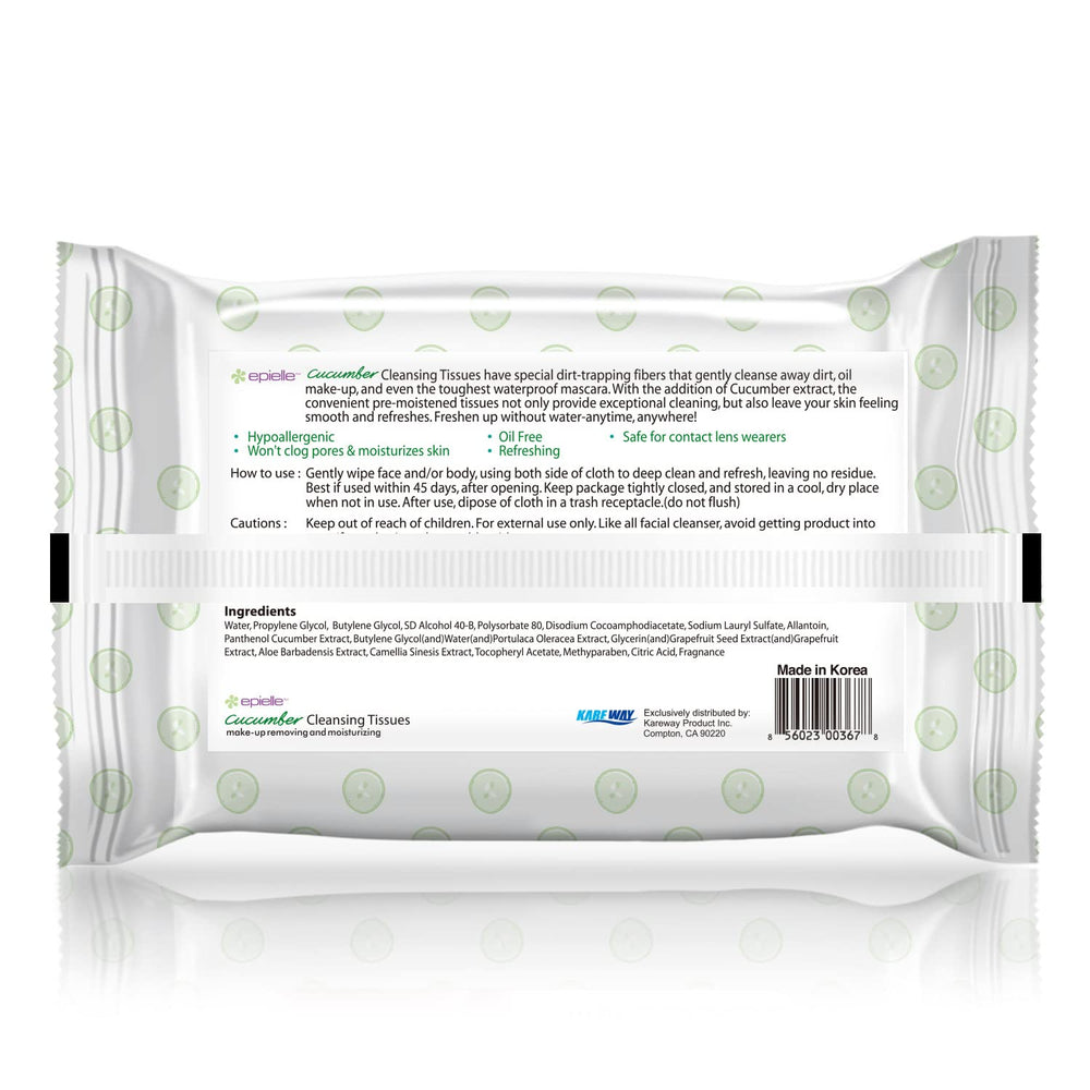 Epielle Makeup Remover Wipes leave skin feeling clean and hydrated.