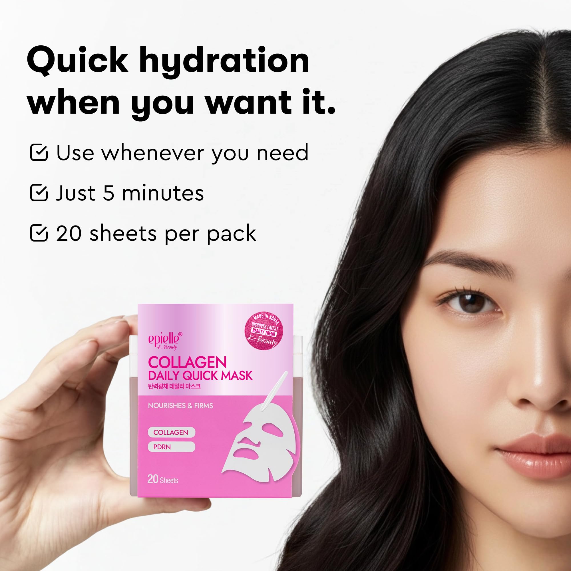 Epielle niacinamide K-beauty mask close-up showing barrier support