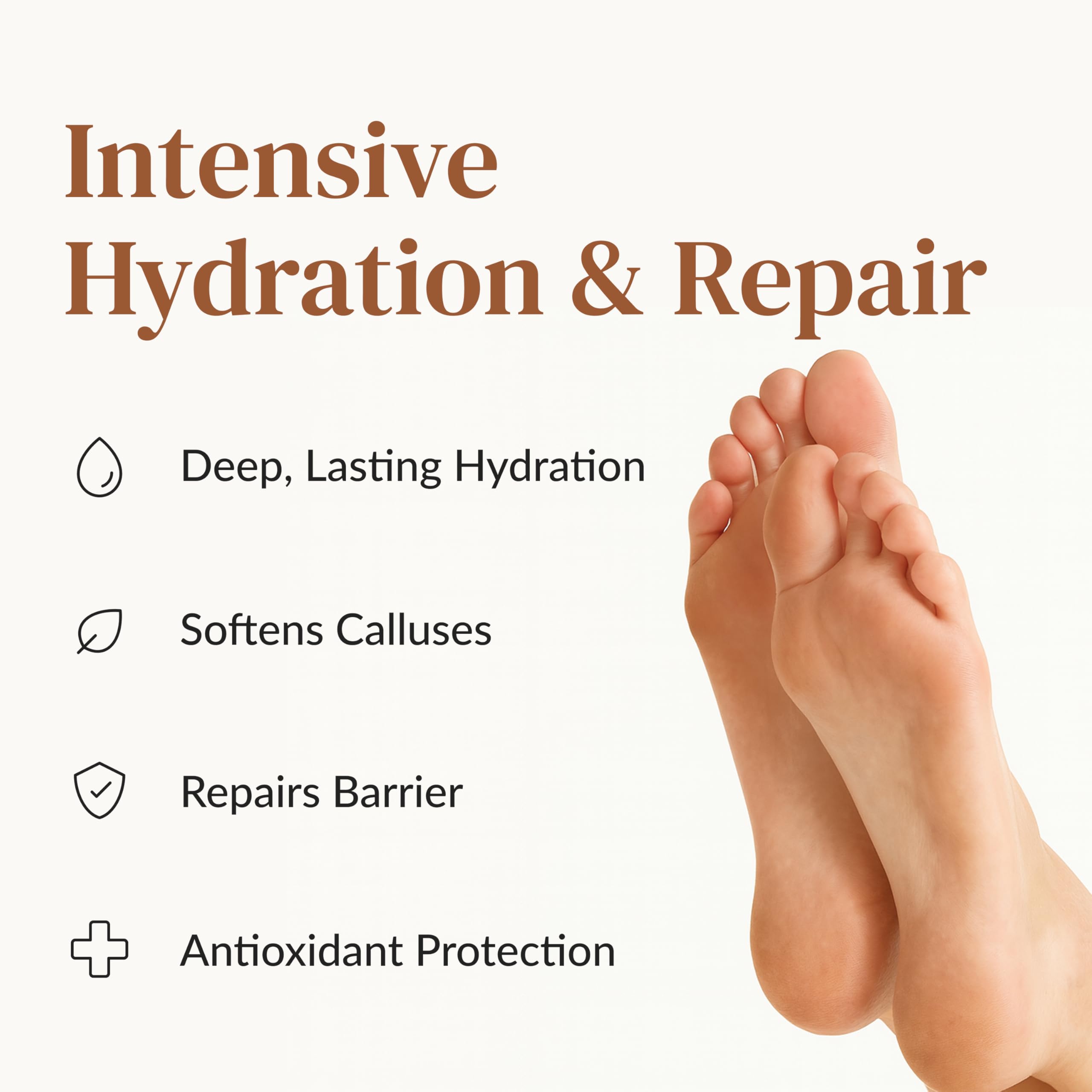 Epielle Shea Butter and Jojoba Oil image highlights rich hydration for dry feet.