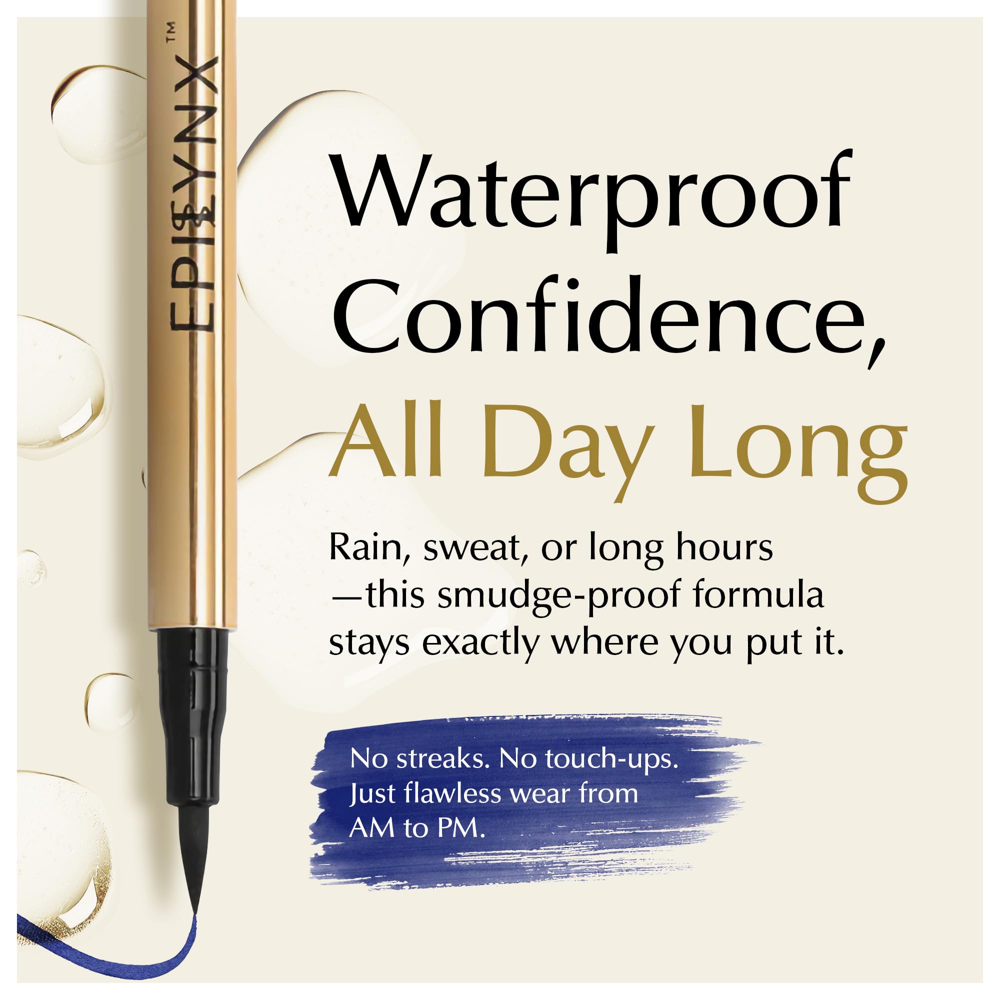 EPILYNX blue swatch on hand shows vibrant, long-lasting color.