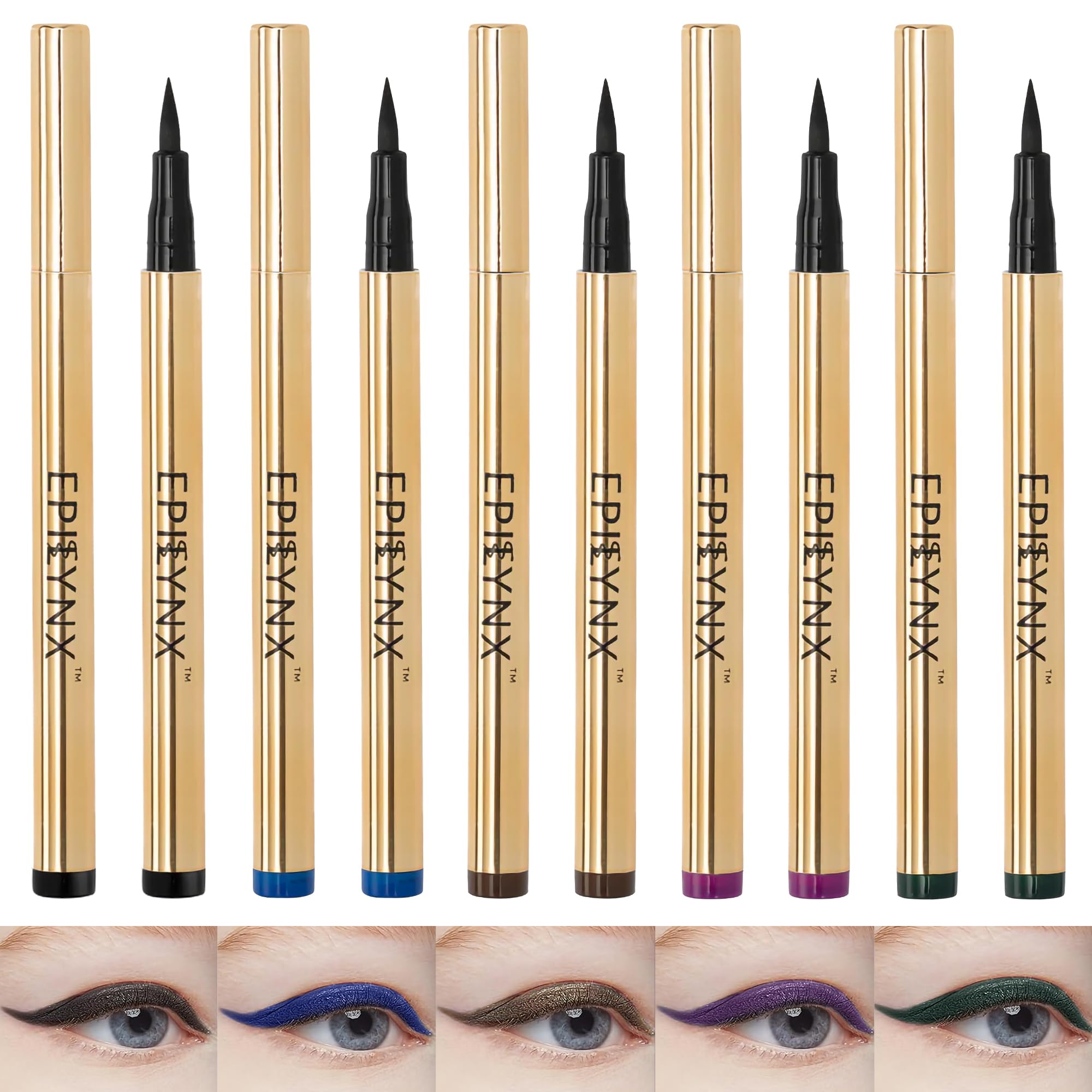 EPILYNX liquid eyeliner packaging shows a sleek 5-shade gift set for gifting