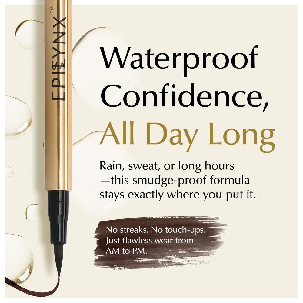 EPILYNX waterproof swatch demonstrates durable wear for day-to-night looks.