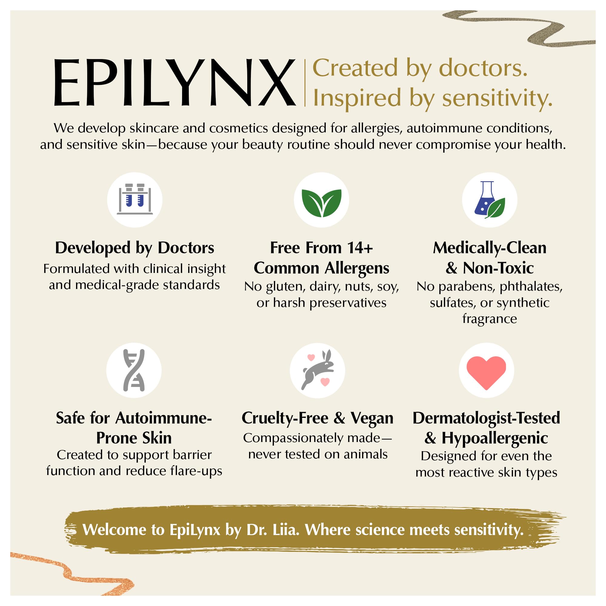 EPILYNX six-shade swatches showcase color range.
