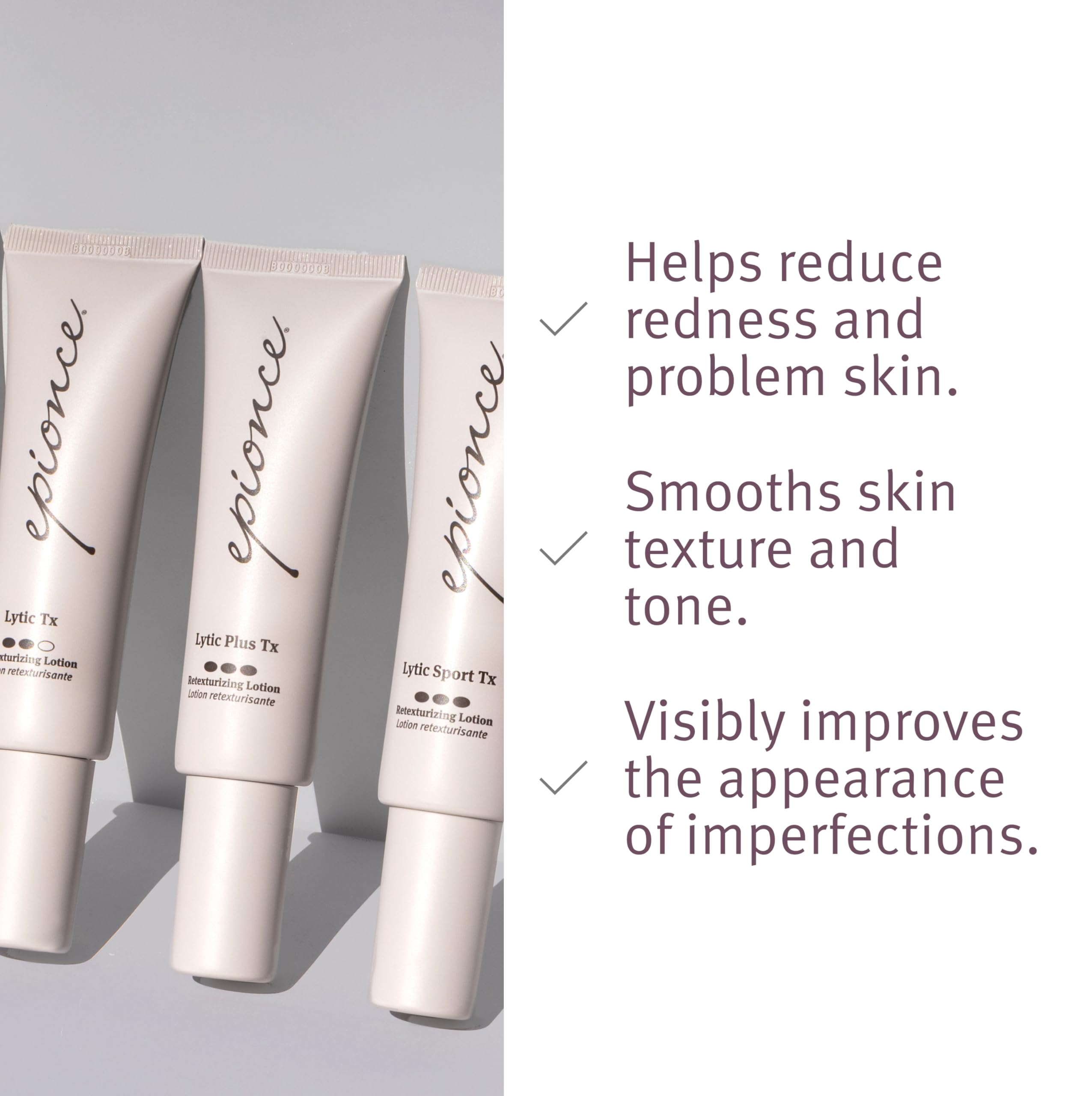 Epionce Lytic Tx features azelaic acid for even tone support.