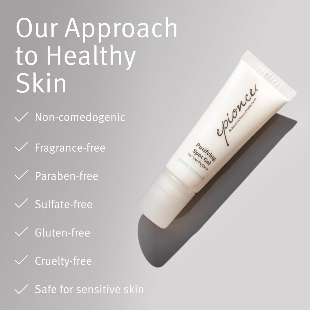 Epionce texture-boost note indicates smoother skin after targeted spot treatment.