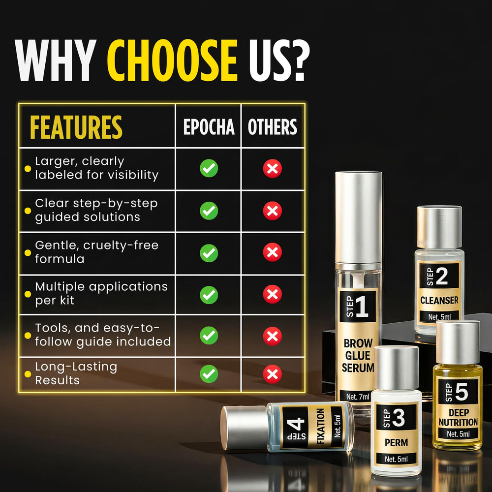 epocha brow lamination kit long lasting styling stays neat through the day.