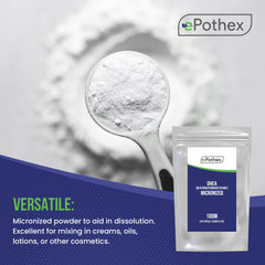 EPOTHEX DHEA micronized powder jar labeled for precise cosmetic measurements.